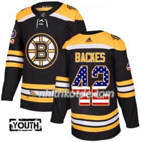 Boston Bruins Trikot David Backes 42 Adidas 2017-2018 Schwarz USA Flag Fashion Authentic - Kinder